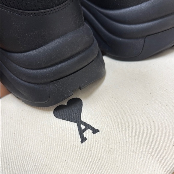 Ami Black Sneakers with Cushioned Sole and Mesh Upper Size 45/ 12